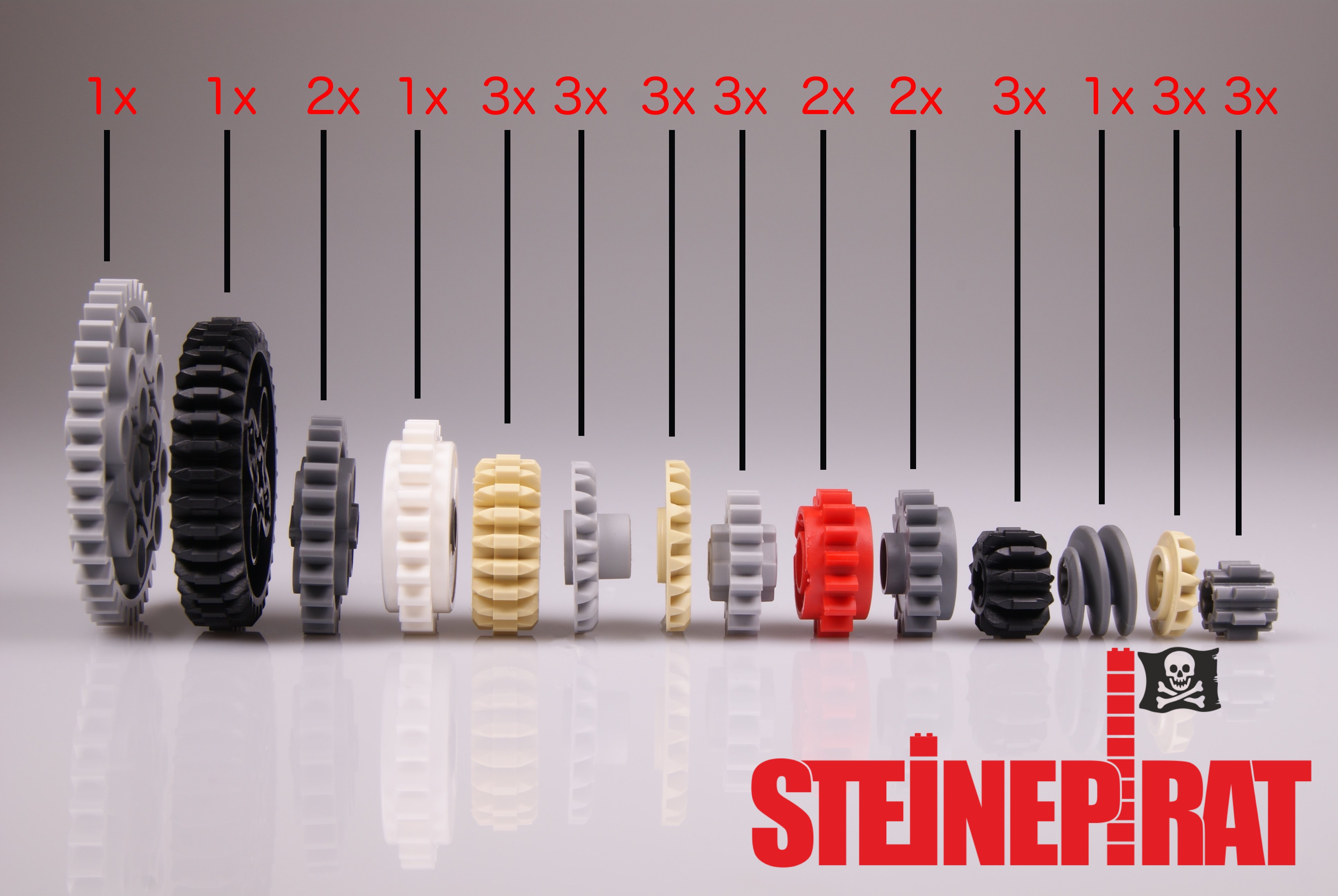 2 Von Je Art = 4 LEGO 32270 18575-12 /& 20 Zähne Schwarz Getriebe Zahnräder